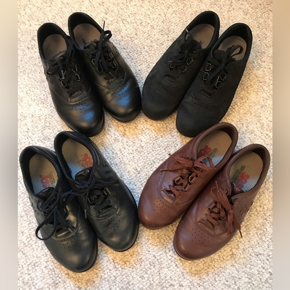 Bundle: Women's SAS Free Time Lace Up Leather/Suede Shoes 8W/WW Black Brown Grey